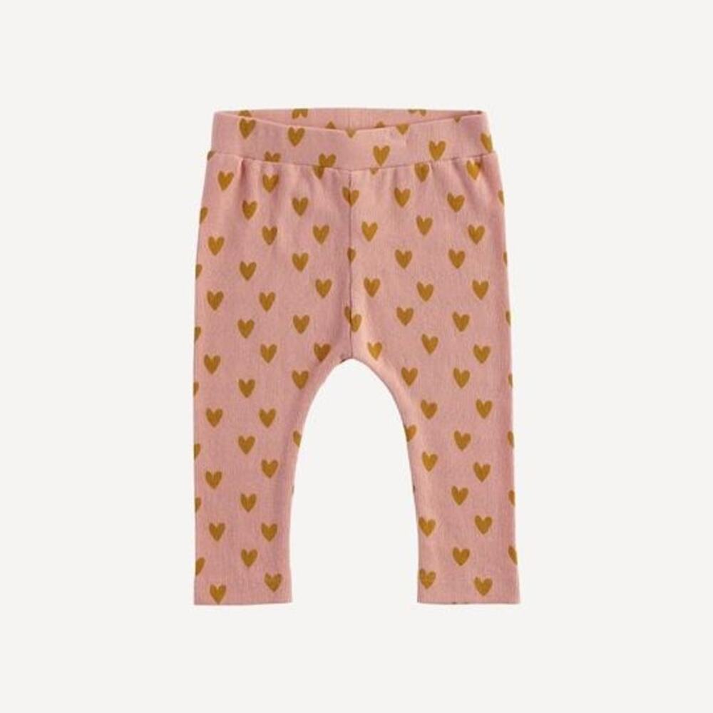 NWT Kate Quinn Muted Clay Hearts Classic Legging Pants 7Y Organic Skinny Ribbed